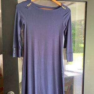 Lilly Pulitzer Blue Sheath Dress with Cuffed Sleeves xxs